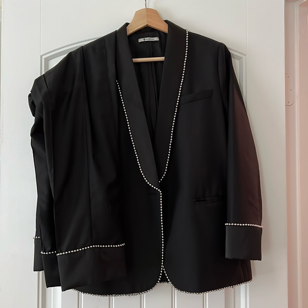 Alexander Wang Bead-Embellished Black Wool-Blend suit